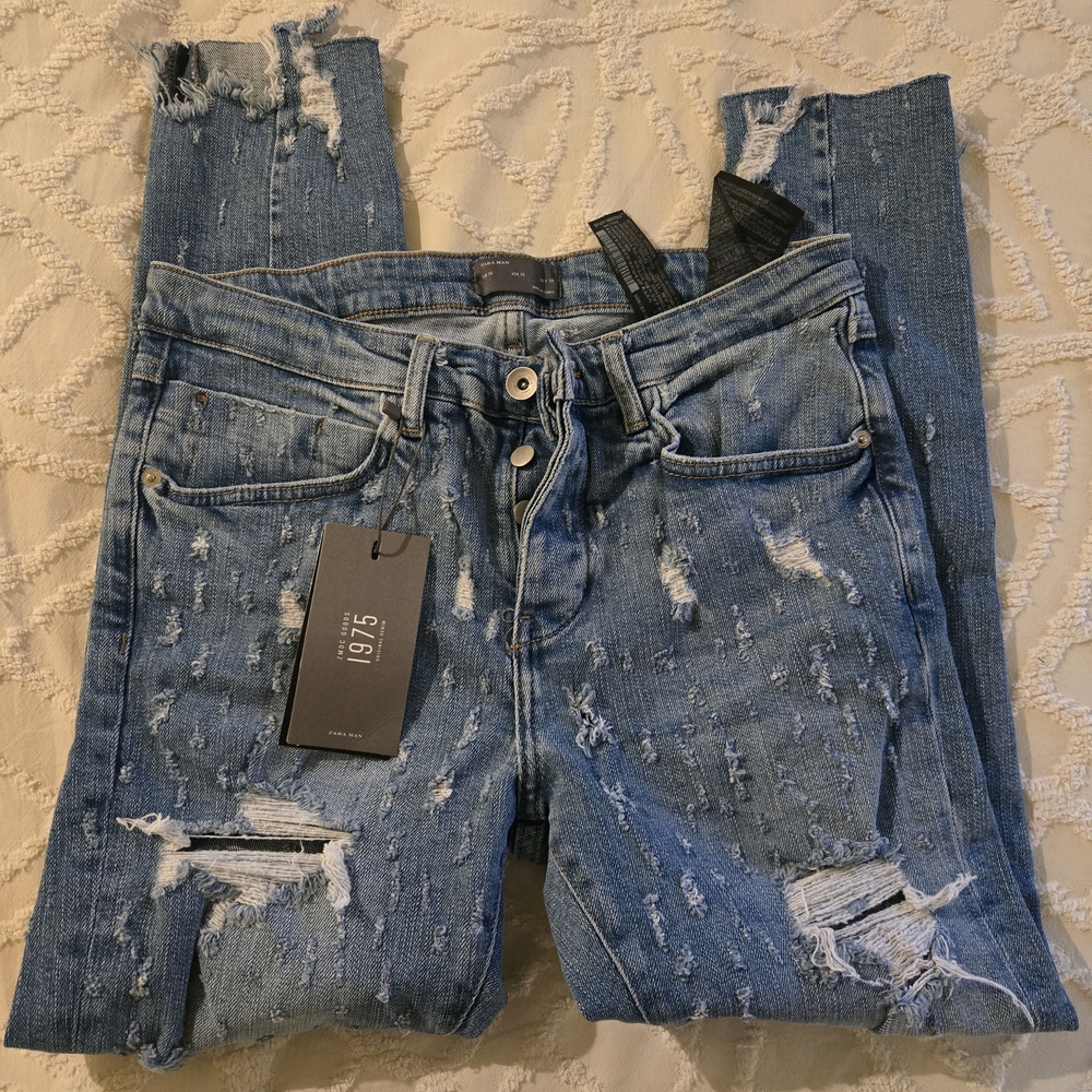 Distressed Blue Jeans
